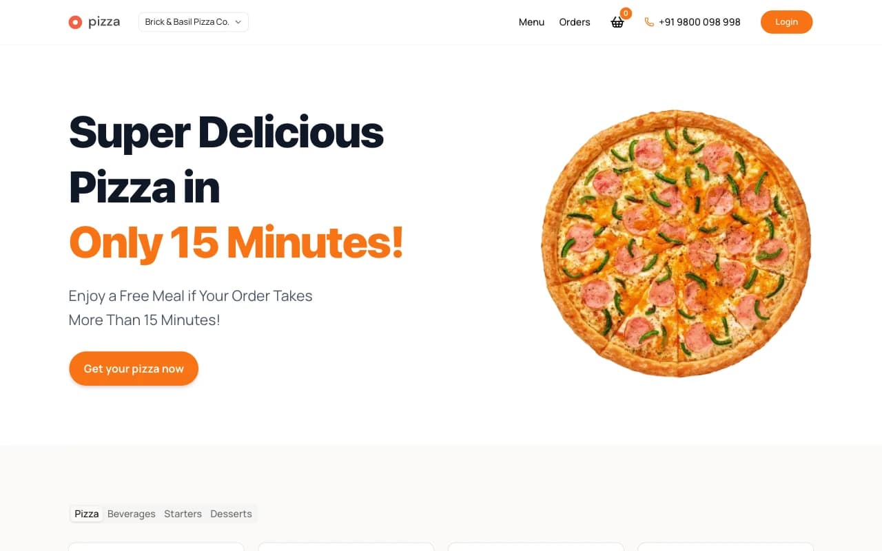 The MicroService Restaurant storefront, live at pizza.adityavyas.com